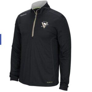PITTSBURGH PENGUINS Reebok Center Ice Collection Pullover 1/4 Zip Black - Size L
